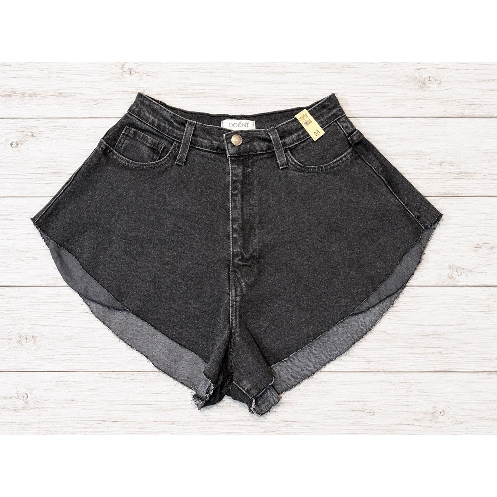 Vibrant M.I.U. Denim Shorts High Rise Flare Festival Black Wash Med NWT 4546
